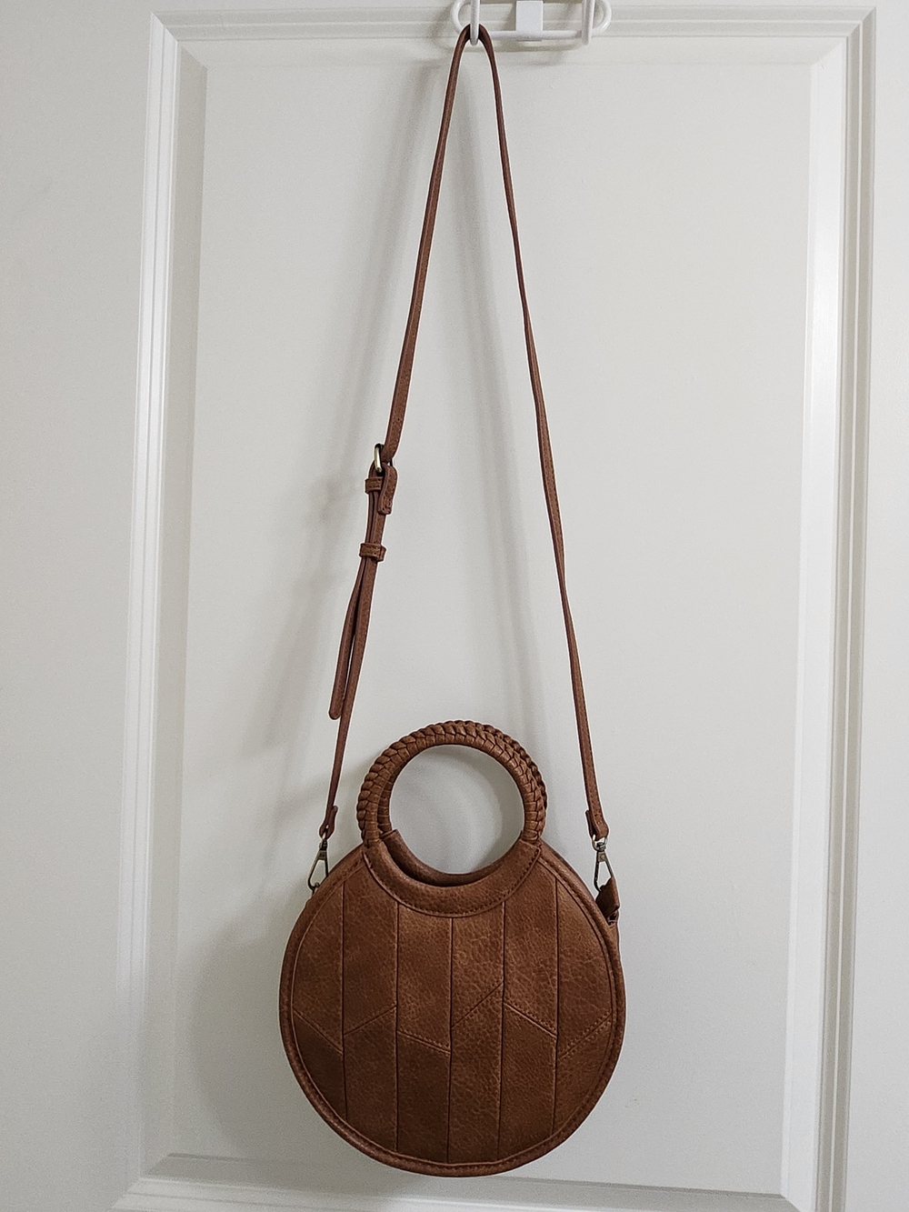 Antik Kraft Braided-Handle Crossbody Bag in Cognac Brown